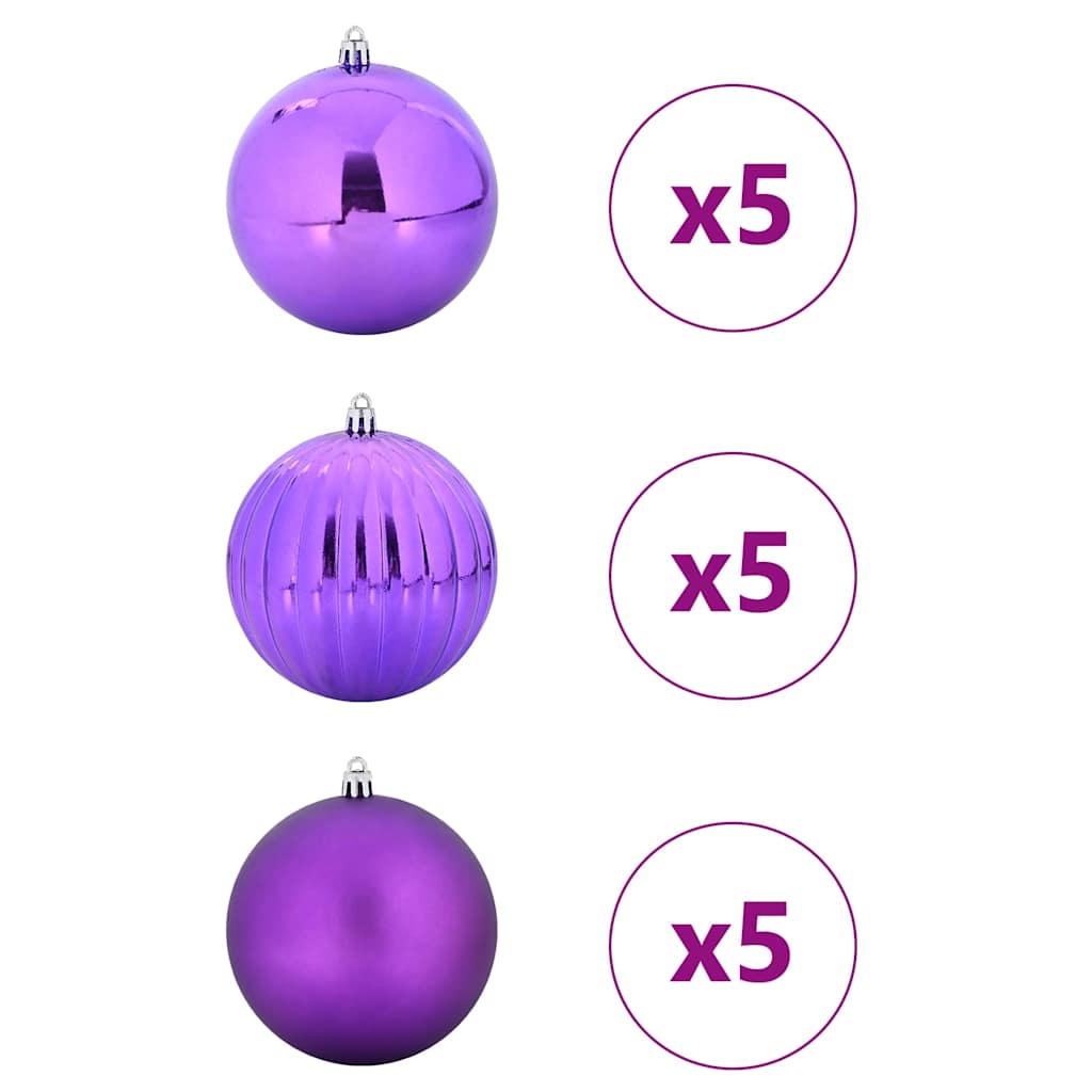 Christmas Bauble Set 15 pcs Lilac